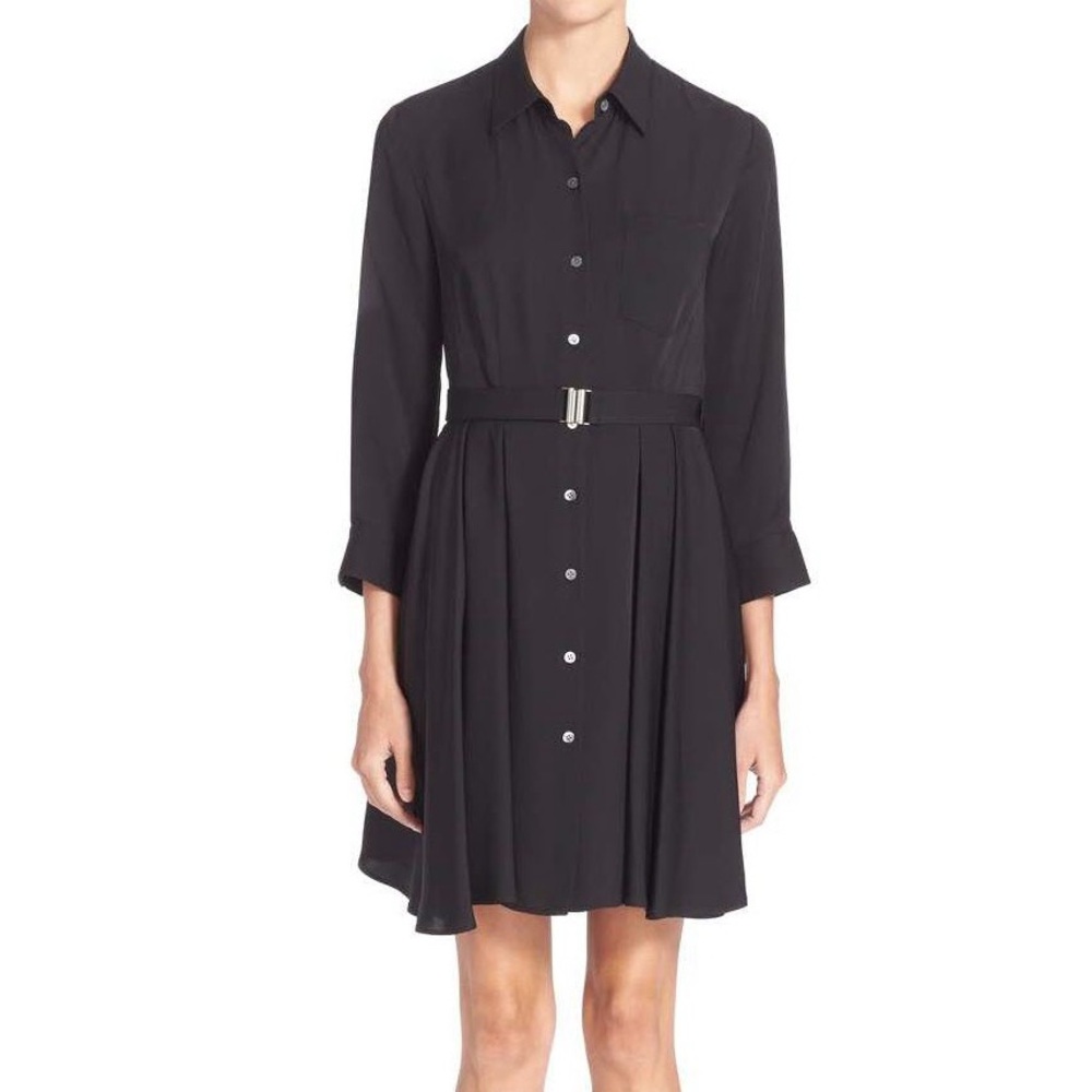Theory Jaylis Silk Midi Shirt Dress